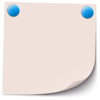 little sticky paper with blue colored pins and shadow
