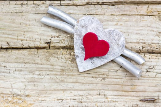 hearts on wooden background