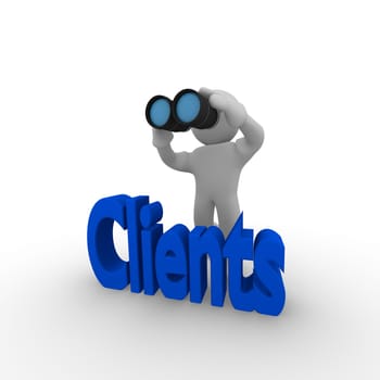 3d man searching for clients