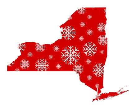 Map of New York with snowflakes