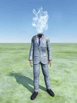 Businessman with cloud for head