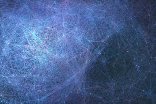 Interconnected artificial neurons, biomechanical cells connected in a concept of artificial intelligence.