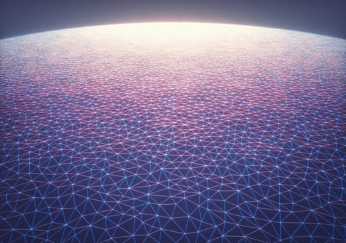 Concept image of technology and science. Abstract background of global connection, network exchange data between technology media computer, tablet and smartphone.