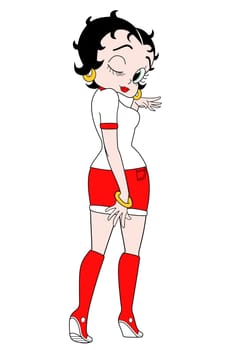 Betty Boop red dress sexy retro blinking the eye illustration
