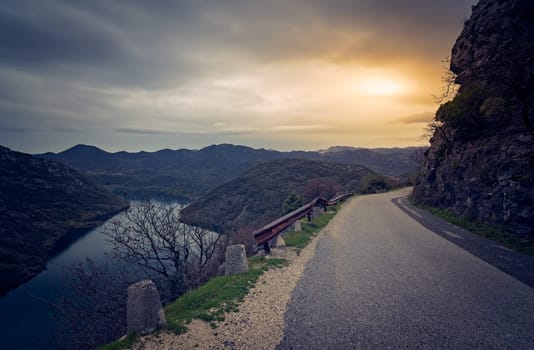 Winding road going to the Skadar Lake National Park in Montenegro