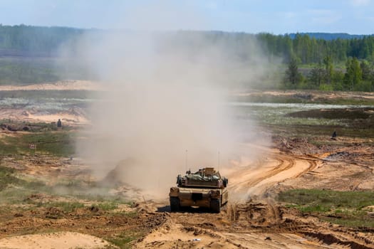 Explosion and smoke. International Military Training "Saber Strike 2017"", Adazi, Latvia, from 3 to 15 June 2017. US Army Europe-led annual International military exercise Saber Strike Field Training Exercise in Latvia."