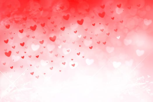 Happy Valentines or wedding day. Abstract love romantic holiday pink background with red and white hearts. Template with space for your design. Beautiful texture.
