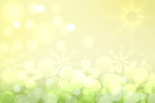 Abstract gradient yellow light and green colorful spring or summer bokeh background. Beautiful texture.