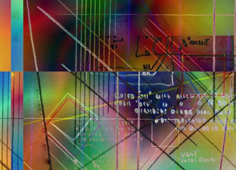 Modern art abstract with text. 3D rendering