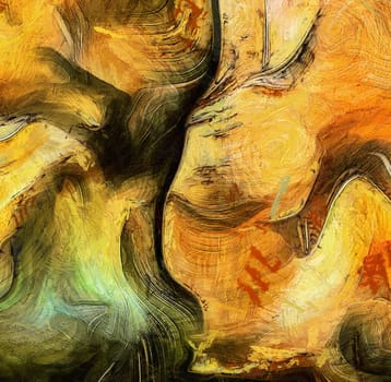 Yellow Abstract Painting. 3D rendering