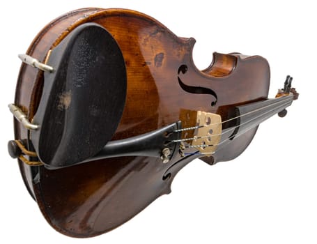Old dark brown Violin isolated on white