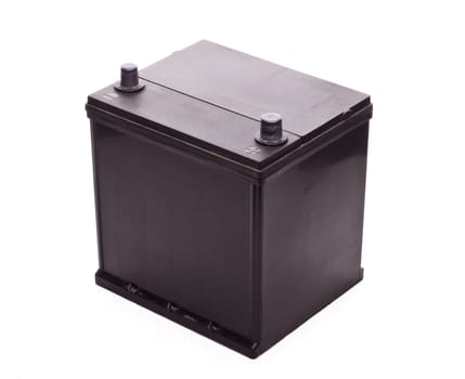 Black car accumulator battery isolated on a white background. Acid battery,12 volts supply