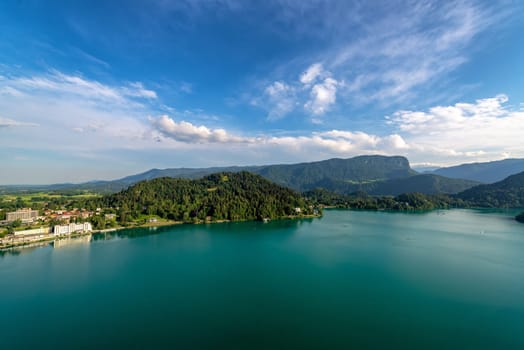 Beautiful landscape view of Lake Bled in Slovenia