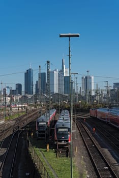 Skyscrapers and the railway aerial of Frankfurt main station