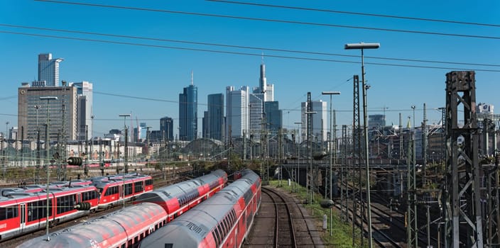 Skyscrapers and the railway aerial of Frankfurt main station