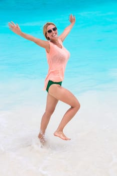 Woman on the beach in Maldives