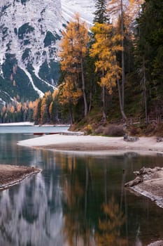 lago di Braies in Dolomites mountains, Sudtirol, Italy