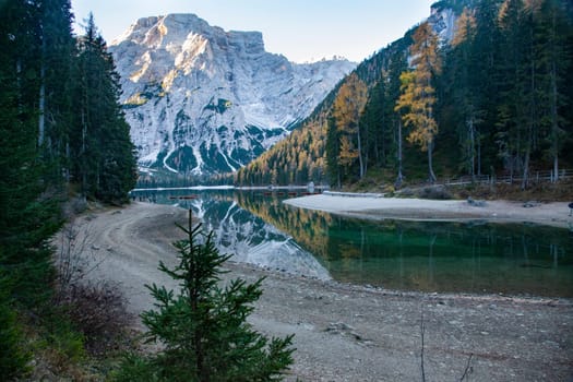lago di Braies in Dolomites mountains, Sudtirol, Italy