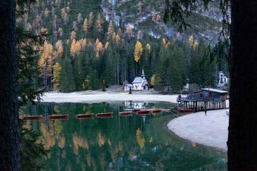lago di Braies in Dolomites mountains, Sudtirol, Italy
