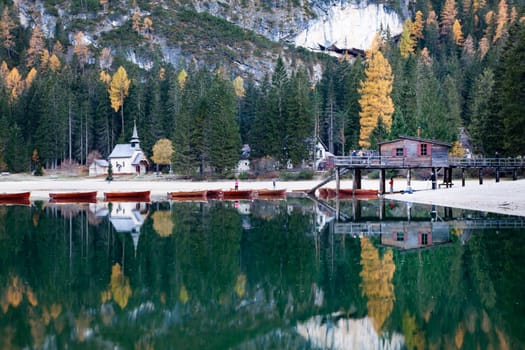 lago di Braies in Dolomites mountains, Sudtirol, Italy