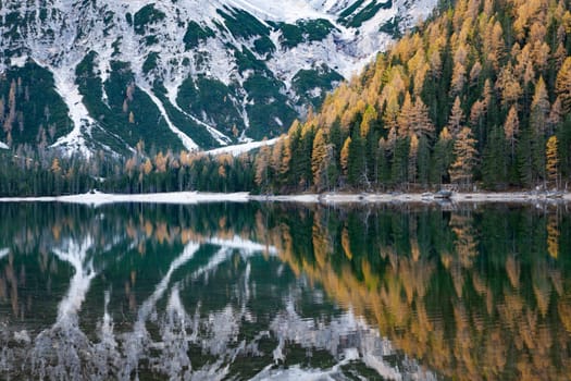 lago di Braies in Dolomites mountains, Sudtirol, Italy