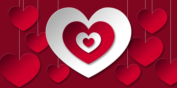 Red and White Heart Shapes Valentine Card