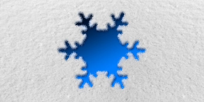 Snowflake Graphic in front of Snow Background
