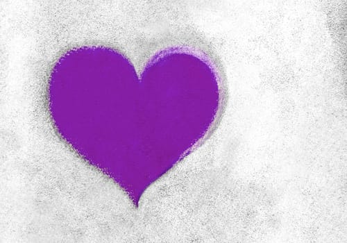 Grunge texture with violet heart symbol. It can be used as a Valentine's theme, poster, wallpaper, design t-shirts and more.