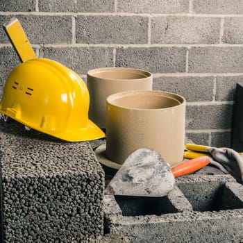 construction of a modular chimney, close-up
