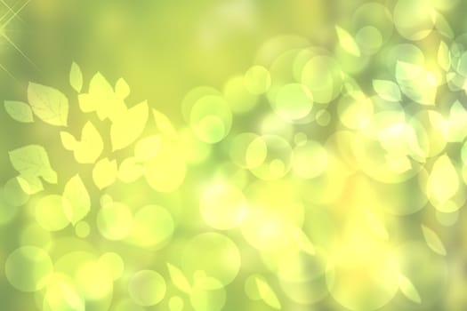 Abstract gradient green light and yellow colorful spring or summer bokeh background. Beautiful texture.
