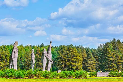 SALASPILS, LATVIA - May 16, 2018:  Monuments on the Place of Former Salaspils Concentration Camp. Autor Oleg Skarainis (Osvald Gauer)