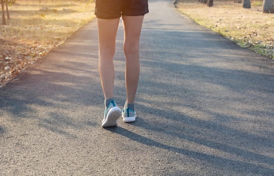A woman running at the morning for jogging, exercising and healthy lifestyle concept.