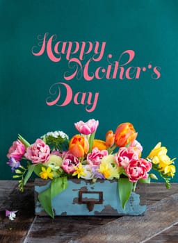 Bouquet made from colorful and bright spring flowers
