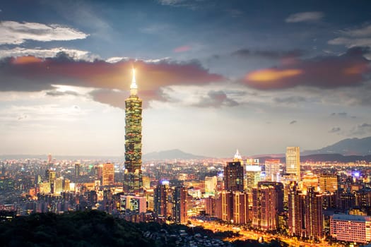 The nice view of Taipei city, Taiwan with nice background