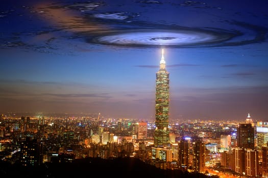 The nice view of Taipei city, Taiwan with nice background
