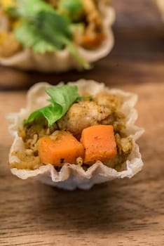 tartlets with chicken salad, thai style