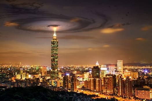 The nice view of Taipei city, Taiwan with nice background