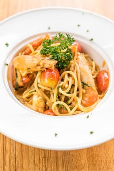 Prawn Pasta with Lobster bisque sauce