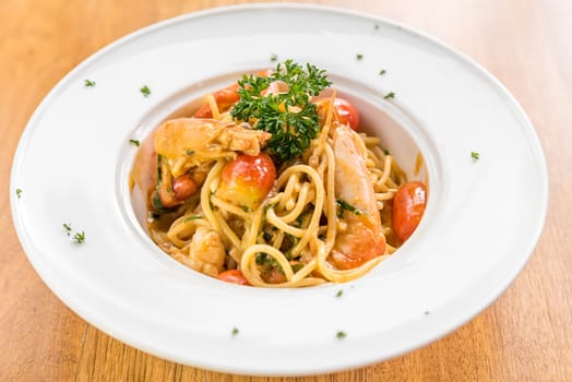 Prawn Pasta with Lobster bisque sauce
