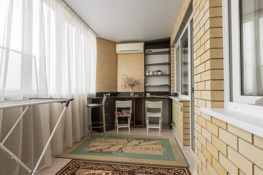 Spacious balcony with office area