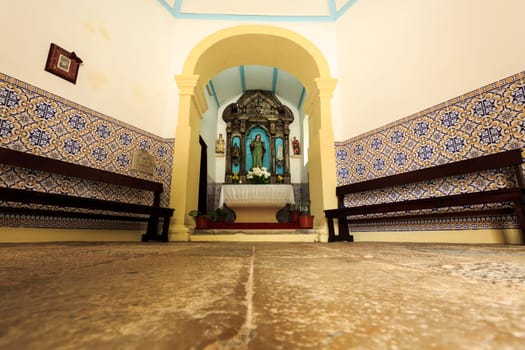 Inside the austere Chapel of St John the Evangelist, built in the 18th century in Luso, Portugal