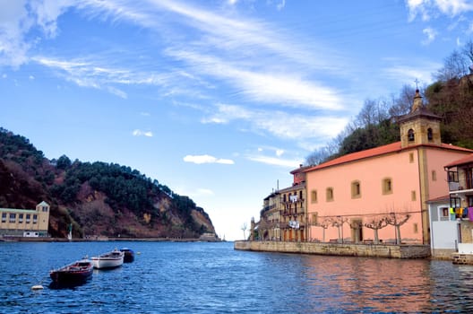 View of port in Pasai Donibane in Spain