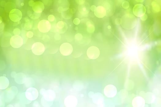 Abstract green illustration. Abstract delicate green light and gradient turquoise colorful spring or summer bokeh background. Beautiful texture.