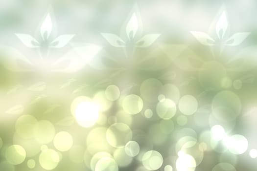 Abstract green spring or summer flower background. Abstract flower background with beautiful abstract green blossom, lights and white flowers. Nice flower texture.