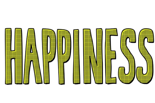 happiness word text. Pop art retro vector illustration kitsch vintage