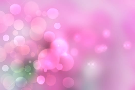 Purple bright abstract bokeh. Purple and pink gradient glowing background with bright blurred circles and glittering stars. Beautiful texture.