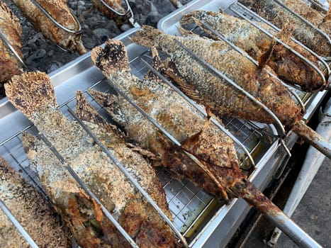 Barbecue Fish With Salt Crust, thai food on grill