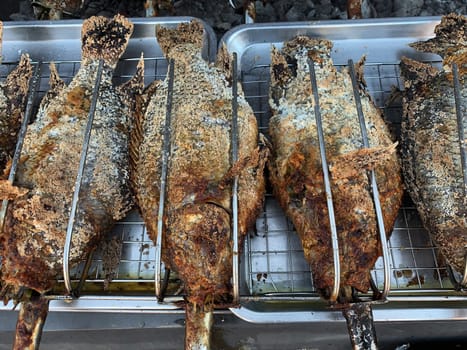 Barbecue Fish With Salt Crust, thai food on grill
