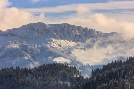 mountain landscape in winter. Bucegi Mountains, Romania