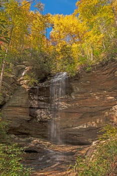 HIdden Moore Cove Falls in the Autumn in Pisgah National Forest in North Carolina